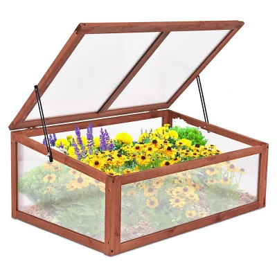 Costway Garden Portable Wooden Green House Cold Frame Raised Plants Bed Protection 2 Costway Garden Portable Wooden Green House Cold Frame Raised Plants Bed Protection - Image 2