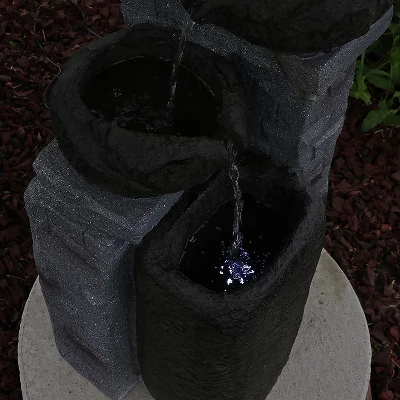 Sunnydaze Decor Sunnydaze Outdoor Polyresin Solar Powered Stone Bowls Water Fountain With LED Lights And Backup Battery - 30" 9 Sunnydaze Decor Sunnydaze Outdoor Polyresin Solar Powered Stone Bowls Water Fountain With LED Lights And Backup Battery - 30" - Image 9