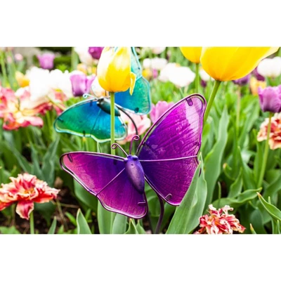 4pk 26" Resin/Glass Butterfly Garden Stakes - Exhart 8 4pk 26" Resin/Glass Butterfly Garden Stakes - Exhart - Image 8
