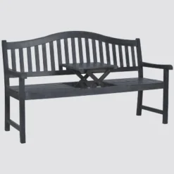Cannes Wood 4-Seater Patio Bench With Pop-Up Table - Gray - Safavieh -Deals Patio Elegance Store GUEST b5e4e7f7 f141 44f7 9cc7 3aa3aabc4bfe