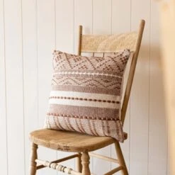 18x18" Hand Woven Rust Geo Stripe Outdoor Pillow Polyester With Polyester Fill By Foreside Home & Garden