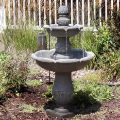 Sunnydaze Decor Sunnydaze 50"H Electric Fiberglass Reinforced Concrete 2-Tier French Garden Design Outdoor Water Fountain, Dusty Gray -Deals Patio Elegance Store GUEST b7d0d340 7702 48e4 a759 40a007165877
