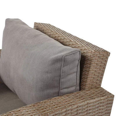 4pc Outdoor Wicker Conversation Set With Cushions - Gray - GODEER 10 4pc Outdoor Wicker Conversation Set With Cushions - Gray - GODEER - Image 10
