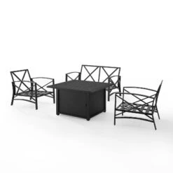 Kaplan 4pc Outdoor Conversation Set With Dante Fire Table - Oatmeal - Crosley -Deals Patio Elegance Store GUEST b885c07b 6b1a 4253 a857 8940a8a3bb8e