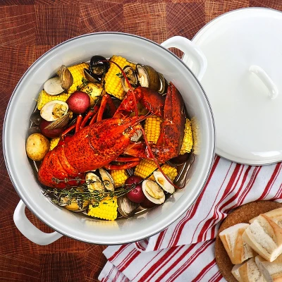 Martha Stewart Enamel On Steel 16 Quart Lobster Pot In Cream 6 Martha Stewart Enamel On Steel 16 Quart Lobster Pot In Cream - Image 6