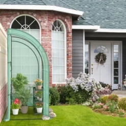 Costway 7'x 3.5'x 7' Lean-to Greenhouse Portable Wall House With Green PE Cover And Shelf -Deals Patio Elegance Store GUEST b9965e16 5ad1 4126 b726 c21b4e356bb4