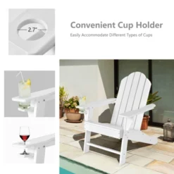 Tangkula Patio 2PCS Adirondack Chair Side Table Set Outdoor Chair Set With End Table Weather Resistant Cup Holder For Backyard Garden White -Deals Patio Elegance Store GUEST b9b227ca 870c 4e27 aff9 1c5f9824a18b