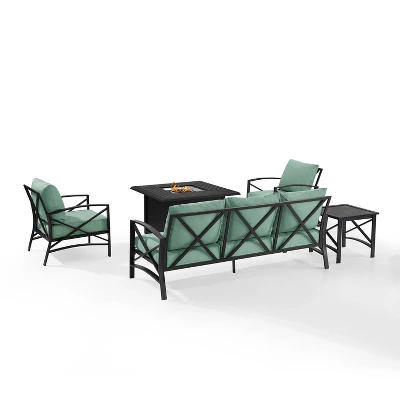 Kaplan 5pc Outdoor Sofa Set With Fire Table - Mist - Crosley 3 Kaplan 5pc Outdoor Sofa Set With Fire Table - Mist - Crosley - Image 3