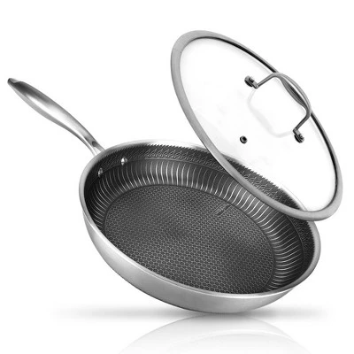 NutriChef 12'' Stir Fry Pan With Glass Lid - Triply Stainless Steel Cookware, DAKIN Etching Non-Stick Coating Inside And Outside 1 NutriChef 12'' Stir Fry Pan With Glass Lid - Triply Stainless Steel Cookware, DAKIN Etching Non-Stick Coating Inside And Outside