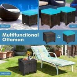 Costway 2PCS Patio Rattan Ottoman Cushioned Seat W/ Foot Rest Turquoise -Deals Patio Elegance Store GUEST bbb99ab8 98d3 4c50 aed0 a068c3f5a76d