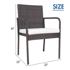 Tangkula 4-Piece Outdoor Rattan Wicker Dining Chairs With Armrests & Soft Cushions -Deals Patio Elegance Store GUEST bd0b0929 2763 426e 9152 f35c5d69d9ba