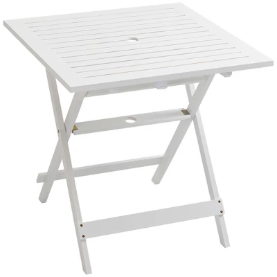 Outsunny Foldable Dining Table, Square Wood Side Table, Portable Bistro Table With Umbrella Hole For Outdoor Patio, Garden Or Backyard 3 Outsunny Foldable Dining Table, Square Wood Side Table, Portable Bistro Table With Umbrella Hole For Outdoor Patio, Garden Or Backyard - Image 3
