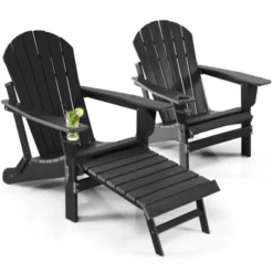 Tangkula 2PCS Adirondack Chair W/Ergonomic Design&Ottoman Outdoor Armchair HDPE Chair For Yard&Patio Black/Coffee/Grey/Turquoise/White -Deals Patio Elegance Store GUEST bd927223 4933 4a36 b84c 859df3e84799