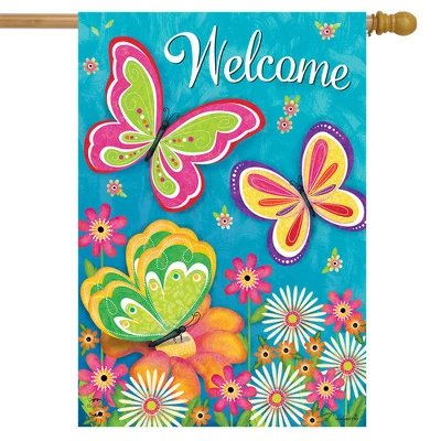 Butterfly Garden Spring House Flag Welcome Floral 28" X 40" Briarwood Lane 1 Butterfly Garden Spring House Flag Welcome Floral 28" X 40" Briarwood Lane