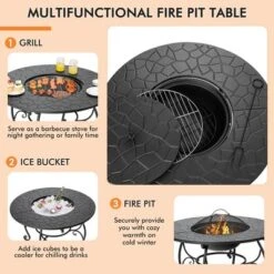 Costway 35.5'' Patio Fire Pit Dining Table Charcoal Wood Burning W/ Cooking BBQ Grate 14 Costway 35.5'' Patio Fire Pit Dining Table Charcoal Wood Burning W/ Cooking BBQ Grate -Deals Patio Elegance Store GUEST bdf3c0f5 3260 4b34 8855 4a5f29430c42