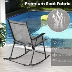 Costway 2pcs Patio Folding Rocking Chair Heavy-Duty Metal Frame Rockers Outdoor -Deals Patio Elegance Store GUEST beb97336 f681 4b54 b095 f397789dc475