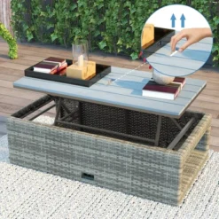 4pc Outdoor Wicker Conversation Sectional Set With Cushions - Gray - GODEER 23 4pc Outdoor Wicker Conversation Sectional Set With Cushions - Gray - GODEER -Deals Patio Elegance Store GUEST bee61200 fb83 4a91 a297 ebb811650007