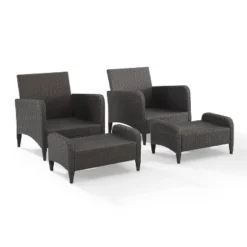 Kiawah 4pc Outdoor Wicker Conversation Set With 2 Arm Chairs & 2 Ottomans Blue - Crosley -Deals Patio Elegance Store GUEST bf196722 053c 443d b7a4 a8f130358faa