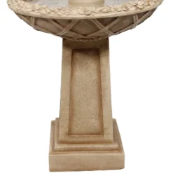 Sunnydaze Decor Sunnydaze 28"H Electric Polyresin 2-Tier Beveled Flower Outdoor Bird Bath Water Fountain -Deals Patio Elegance Store GUEST bfc5a07d dc01 467e a0ed a75875c7c8b4