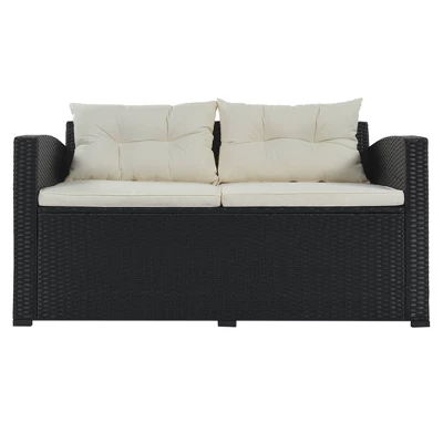 9pc Wicker Patio Sectional Seating Set With Cushions - Black/Beige - GODEER 11 9pc Wicker Patio Sectional Seating Set With Cushions - Black/Beige - GODEER - Image 11