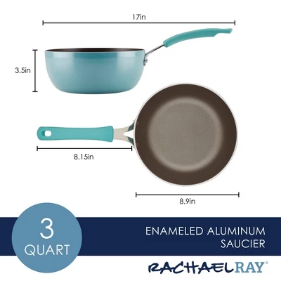 Rachael Ray Cook + Create Aluminum Nonstick Saucier Pan 3qt Agave Blue 10 Rachael Ray Cook + Create Aluminum Nonstick Saucier Pan 3qt Agave Blue - Image 10