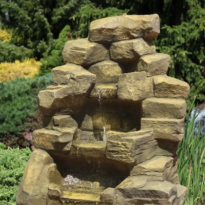 Sunnydaze Decor Sunnydaze 37"H Electric Fiberglass Stone Falls Waterfall Outdoor Water Fountain 5 Sunnydaze Decor Sunnydaze 37"H Electric Fiberglass Stone Falls Waterfall Outdoor Water Fountain - Image 5