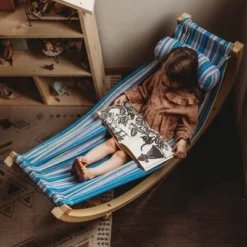 HearthSong - Kids Indoor Lightweight Wood And Blue Cotton Polyester Rocking Floor Hammock With Pillow, 50"L X 14"W 12 HearthSong - Kids Indoor Lightweight Wood And Blue Cotton Polyester Rocking Floor Hammock With Pillow, 50"L X 14"W -Deals Patio Elegance Store GUEST c2965fc0 6d2e 4e76 a3f1 501d0c2ba86a