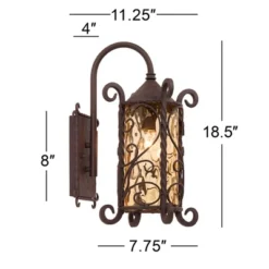 John Timberland Casa Seville Vintage Rustic Outdoor Wall Light Fixture Dark Walnut Scroll 18 1/2" Champagne Hammered Glass For Post Exterior Barn Deck -Deals Patio Elegance Store GUEST c2d5f5d2 d929 4a53 b8e3 071066c4a110