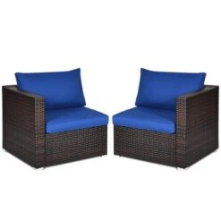 Costway 4PCS Patio Rattan Corner Sofa Sectional Furniture Set Navy Cushion -Deals Patio Elegance Store GUEST c374fb0d 0d94 4804 abd1 5ea9cff08064