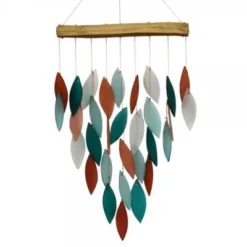 Home & Garden Coral Teal Waterfall Wind Chime - One Wind Chime 18.0 Inches - Yard Decor Handcrafted Music - Geblueg596 - Glass - Multicolored