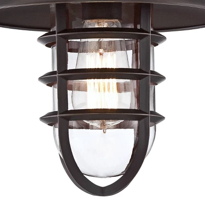John Timberland Marlowe Industrial Outdoor Wall Light Fixture Galvanized Hooded Cage 13 1/4" Clear Glass For Post Exterior Barn Deck House Porch Yard 3 John Timberland Marlowe Industrial Outdoor Wall Light Fixture Galvanized Hooded Cage 13 1/4" Clear Glass For Post Exterior Barn Deck House Porch Yard - Image 3