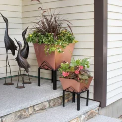ACHLA Designs 12.25"x12.25" Indoor/Outdoor Square Galvanized Steel Flower Box With Black Wrought Iron Plant Stand Copper Plated 5 ACHLA Designs 12.25"x12.25" Indoor/Outdoor Square Galvanized Steel Flower Box With Black Wrought Iron Plant Stand Copper Plated -Deals Patio Elegance Store GUEST c45d4de4 6fb5 4815 bf6b f12919d84839