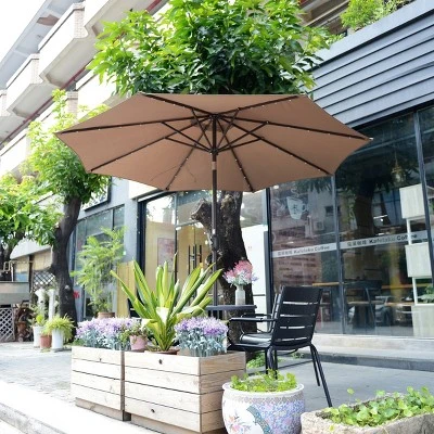 Nature Spring Patio Umbrella With LED Lights, 5-Position Vertical Tilt, 9' - Brown 5 Nature Spring Patio Umbrella With LED Lights, 5-Position Vertical Tilt, 9' - Brown - Image 5