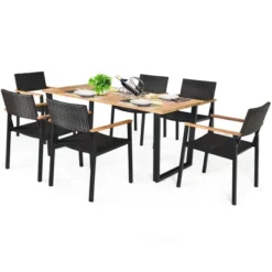 Costway 7PCS Patio Rattan Patented Dining Chair Table Set Solid Wood Frame Umbrella Hole -Deals Patio Elegance Store GUEST c4b79730 50b6 4230 9163 8a0cd93fdcdc