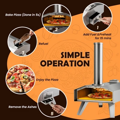Costway Wood Pellet Pizza Oven Pizza Maker Portable Outdoor Pizza Stone W/ Foldable Leg 5 Costway Wood Pellet Pizza Oven Pizza Maker Portable Outdoor Pizza Stone W/ Foldable Leg - Image 5
