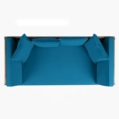 Ottavio Outdoor Acacia Wood Expandable Daybed With Cushions - Dark Teal/Gray - Christopher Knight Home 5 Ottavio Outdoor Acacia Wood Expandable Daybed With Cushions - Dark Teal/Gray - Christopher Knight Home - Image 5