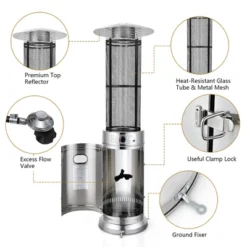 Costway 34000 BTU Patio Heaters Stainless Steel Round Propane Glass Tube Flame W/Wheels 12 Costway 34000 BTU Patio Heaters Stainless Steel Round Propane Glass Tube Flame W/Wheels -Deals Patio Elegance Store GUEST c786bf8d 1109 491a abad 257e472beb78