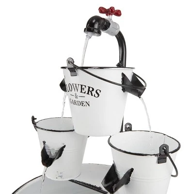 36" Buckets With Faucet Tabletop Fountain White - Alpine Corporation 5 36" Buckets With Faucet Tabletop Fountain White - Alpine Corporation - Image 5