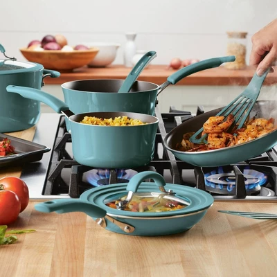 Rachael Ray Cook + Create Aluminum Nonstick Saucier Pan 3qt Agave Blue 3 Rachael Ray Cook + Create Aluminum Nonstick Saucier Pan 3qt Agave Blue - Image 3