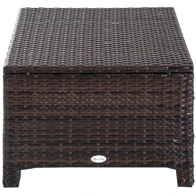 Outsunny 2 Pc 20" Outdoor PE Rattan Wicker Ottoman, Fade-Resistant Patio Footrest With Soft Cushion, Steel Frame, Dark Brown, White 4 Outsunny 2 Pc 20" Outdoor PE Rattan Wicker Ottoman, Fade-Resistant Patio Footrest With Soft Cushion, Steel Frame, Dark Brown, White - Image 4