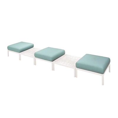 Laurel Outdoor Ottoman With Cushion - White/Seafoam - Lagoon 2 Laurel Outdoor Ottoman With Cushion - White/Seafoam - Lagoon - Image 2