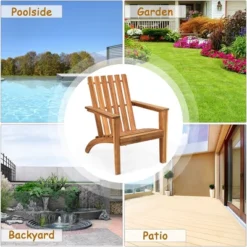 Costway 2PCS Patio Acacia Wood Adirondack Chair Lounge Armchair Durable Outdoor Garden -Deals Patio Elegance Store GUEST c889092c 8cdb 4fa2 8d1e 3f517a08c376