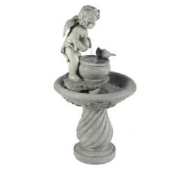 LuxenHome Gray Resin Cherub Birdbath Outdoor Fountain -Deals Patio Elegance Store GUEST c9bcf8f7 31f9 4ad3 81fc 7ae04f7a5671
