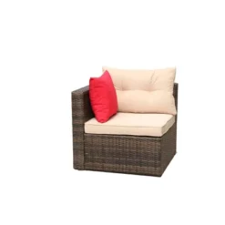 5pc Wicker Patio Sectional Seating Set With Shallow Cushions - Brown - GODEER -Deals Patio Elegance Store GUEST c9fbdbc2 e425 492c a8db 1548e4bf700d