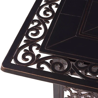 5pc Outdoor Dining Set With 42" Aluminum Square Damask Design Fire Table & Deep Seating Swivel Rocking Chairs - Oakland Living 8 5pc Outdoor Dining Set With 42" Aluminum Square Damask Design Fire Table & Deep Seating Swivel Rocking Chairs - Oakland Living - Image 8