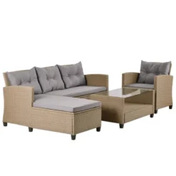 4pc Wicker Patio Conversation Set With Cushions - Beige/Brown - GODEER 28 4pc Wicker Patio Conversation Set With Cushions - Beige/Brown - GODEER -Deals Patio Elegance Store GUEST ca388dc5 4158 4e59 b574 725f50fdfe8a