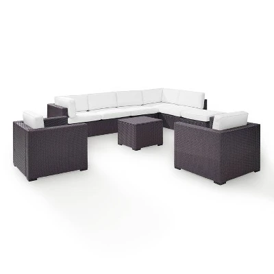 Biscayne 7pc Outdoor Wicker Sectional Set - White - Crosley 5 Biscayne 7pc Outdoor Wicker Sectional Set - White - Crosley - Image 5