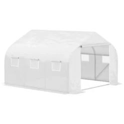 Outsunny 11.5' X 9.8' X 6.5' Outdoor Walk-In Tunnel Greenhouse Hot House With Roll-up Windows, Zippered Door, PE Cover, White -Deals Patio Elegance Store GUEST ca9f4144 5014 46bf 90c2 34330dd6ce3e