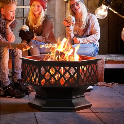 Yaheetech 26" Steel Fire Pit Outdoor Fireplace, Black 1 Yaheetech 26" Steel Fire Pit Outdoor Fireplace, Black