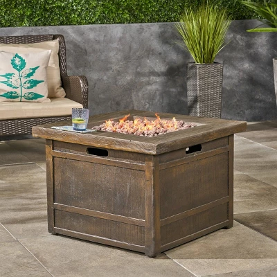 Landman Square 32" Lightweight Concrete Gas Fire Pit - Natural - Christopher Knight Home 1 Landman Square 32" Lightweight Concrete Gas Fire Pit - Natural - Christopher Knight Home